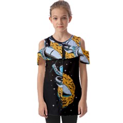 Astronaut Planet Space Science Fold Over Open Sleeve Top by Sarkoni