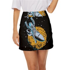 Astronaut Planet Space Science Mini Front Wrap Skirt by Sarkoni