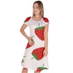 Seamless Pattern Fresh Strawberry Classic Short Sleeve Dress by Sarkoni