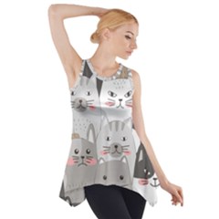 Cute Cats Seamless Pattern Side Drop Tank Tunic by Sarkoni