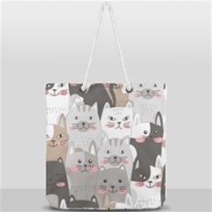 Cute Cats Seamless Pattern Full Print Rope Handle Tote (large) by Sarkoni