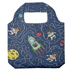 Cat Cosmos Cosmonaut Rocket Premium Foldable Grocery Recycle Bag by Grandong