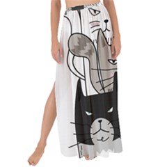 Cute Cat Hand Drawn Cartoon Style Maxi Chiffon Tie-up Sarong by Grandong