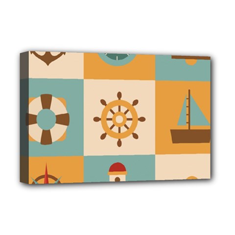 Nautical Elements Collection Deluxe Canvas 18  X 12  (stretched) by Grandong