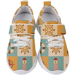 Nautical Elements Collection Kids  Velcro Strap Shoes by Grandong