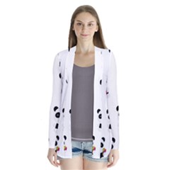 Playing Pandas Cartoons Drape Collar Cardigan by Apen