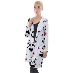 Playing Pandas Cartoons Hooded Pocket Cardigan by Apen