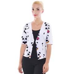 Playing Pandas Cartoons Cropped Button Cardigan by Apen