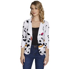 Playing Pandas Cartoons Women s One-button 3/4 Sleeve Short Jacket by Apen