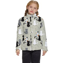 Cute Cat Seamless Pattern Kids  Puffer Bubble Jacket Coat by Apen