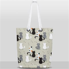 Cute Cat Seamless Pattern Full Print Rope Handle Tote (small) by Apen