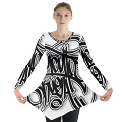 Hip Hop Music Drawing Art Graffiti Long Sleeve Tunic  by Sarkoni