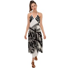 Hip Hop Music Drawing Art Graffiti Halter Tie Back Dress  by Sarkoni