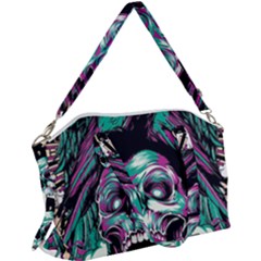 Anarchy Skull And Birds Canvas Crossbody Bag by Sarkoni