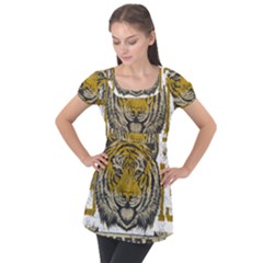 1813 River City Tigers Athletic Department Puff Sleeve Tunic Top by Sarkoni