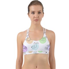 Cartoon Bird Cute Doodle Bird Back Web Sports Bra by Bedest