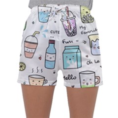 Drinks Cocktails Doodles Coffee Sleepwear Shorts by Apen