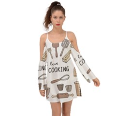 I Love Cooking Baking Utensils Knife Boho Dress by Apen