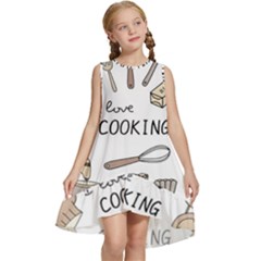 I Love Cooking Baking Utensils Knife Kids  Frill Swing Dress by Apen