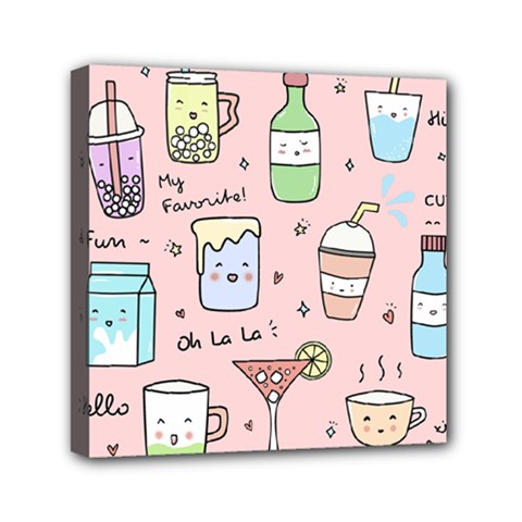 Drink Cocktail Doodle Coffee Mini Canvas 6  X 6  (stretched) by Apen