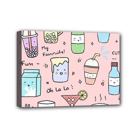 Drink Cocktail Doodle Coffee Mini Canvas 7  X 5  (stretched) by Apen