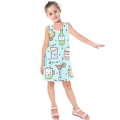 Drinks Cocktails Doodle Coffee Kids  Sleeveless Dress by Apen