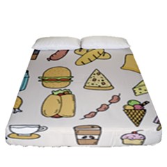 Dinner Meal Food Snack Fast Food Fitted Sheet (queen Size) by Apen