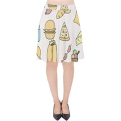 Dinner Meal Food Snack Fast Food Velvet High Waist Skirt by Apen