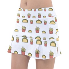 Fries Taco Pattern Fast Food Classic Tennis Skirt by Apen