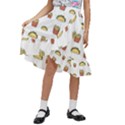 Fries Taco Pattern Fast Food Kids  Ruffle Flared Wrap Midi Skirt View1