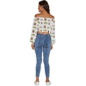 Fries Taco Pattern Fast Food Long Sleeve Crinkled Weave Crop Top View4