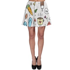 Doodle Fun Food Drawing Cute Skater Skirt by Apen