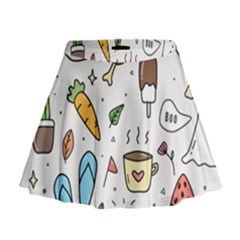 Doodle Fun Food Drawing Cute Mini Flare Skirt by Apen