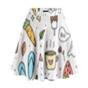 Doodle Fun Food Drawing Cute High Waist Skirt View1