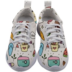 Doodle Fun Food Drawing Cute Kids Athletic Shoes by Apen