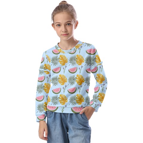 Summer Pattern Texture Vibes Kids  Long Sleeve T-shirt With Frill  by Apen