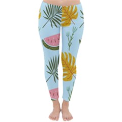 Watermelon Leaves Fruit Foliage Classic Winter Leggings by Apen