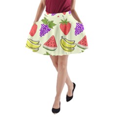 Fruits Pattern Background Food A-line Pocket Skirt by Apen