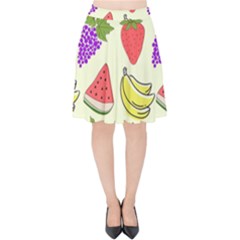 Fruits Pattern Background Food Velvet High Waist Skirt by Apen