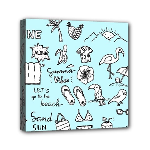 June Doodle Tropical Beach Sand Mini Canvas 6  X 6  (stretched) by Apen