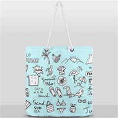 June Doodle Tropical Beach Sand Full Print Rope Handle Tote (large) by Apen