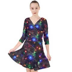 Christmas Lights Quarter Sleeve Front Wrap Dress by Apen