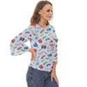 New Year Christmas Winter Pattern Cut Out Wide Sleeve Top View3