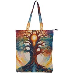 Tree Cosmic Spiritual Meditation Double Zip Up Tote Bag by Apen