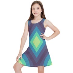 Pattern Blue Green Retro Design Kids  Lightweight Sleeveless Dress by Ravend