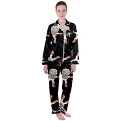 Astronaut Space Rockets Spaceman Women s Long Sleeve Satin Pajamas Set	 by Ravend