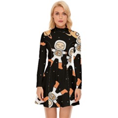 Astronaut Space Rockets Spaceman Long Sleeve Velour Longline Dress by Ravend