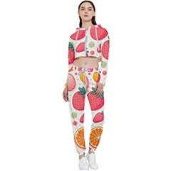 Fruit Sweet Pattern Cropped Zip Up Lounge Set by Ravend