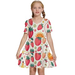 Fruit Sweet Pattern Kids  Short Sleeve Tiered Mini Dress by Ravend