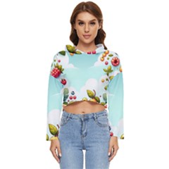 Fruits Sweet Papaya Orange Pattern Women s Lightweight Cropped Hoodie by Ravend
